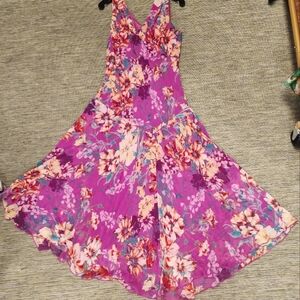 Vibrant Floral V-Neck Maxi Dress - Pink